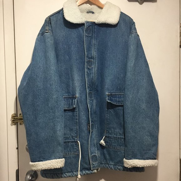 VINTAGE GREENWICH VILLAGE WEAR DENIM SHERPA JACKETS SIZE L - Picture 1 of 6